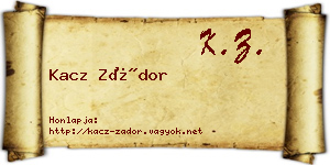 Kacz Zádor névjegykártya